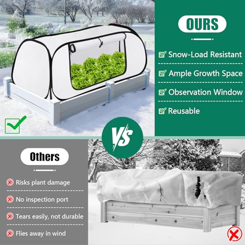 2 Pack Pop Up Plant Covers Freeze Protection for Raised Beds, 45"X22"X16"