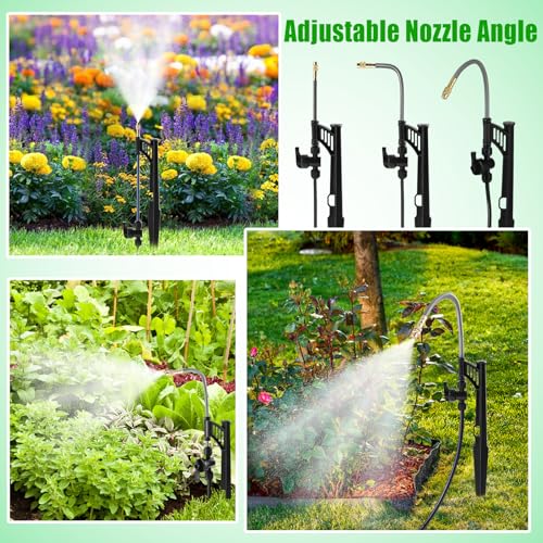 15 Sets 360° Adjustable Irrigation Misting Heads with Stake - size: 15 Sets Misting Heads with Stake