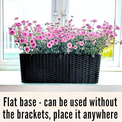 LaLaGreen Outdoor Wall Planters (20in, 2 Pack) Black Window Flower Boxes - color: Black X 2