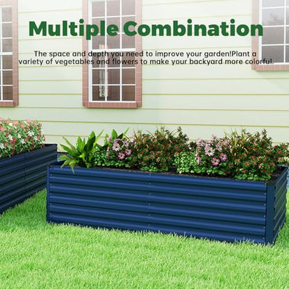 NAVINE 6x3x2ft Outdoor Metal Raised Garden Bed, Metal Planter Box, 2-Pack - color: Blue, size: 6x3x2 FT-2PC