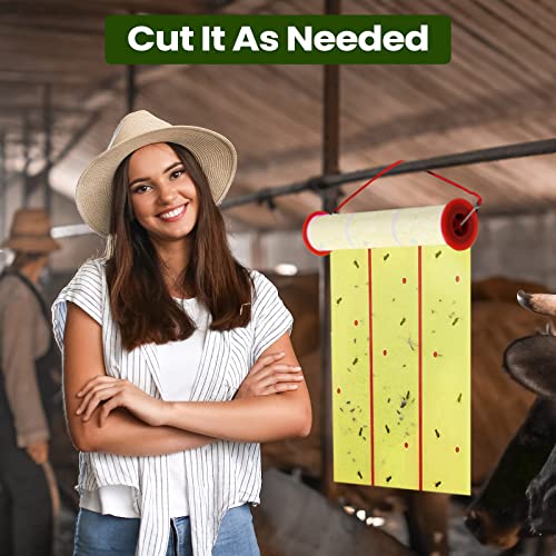 Qualirey 2 Pcs Giant Flypaper Fly Traps, 295ft Sticky Yellow and Green - color: Yellow