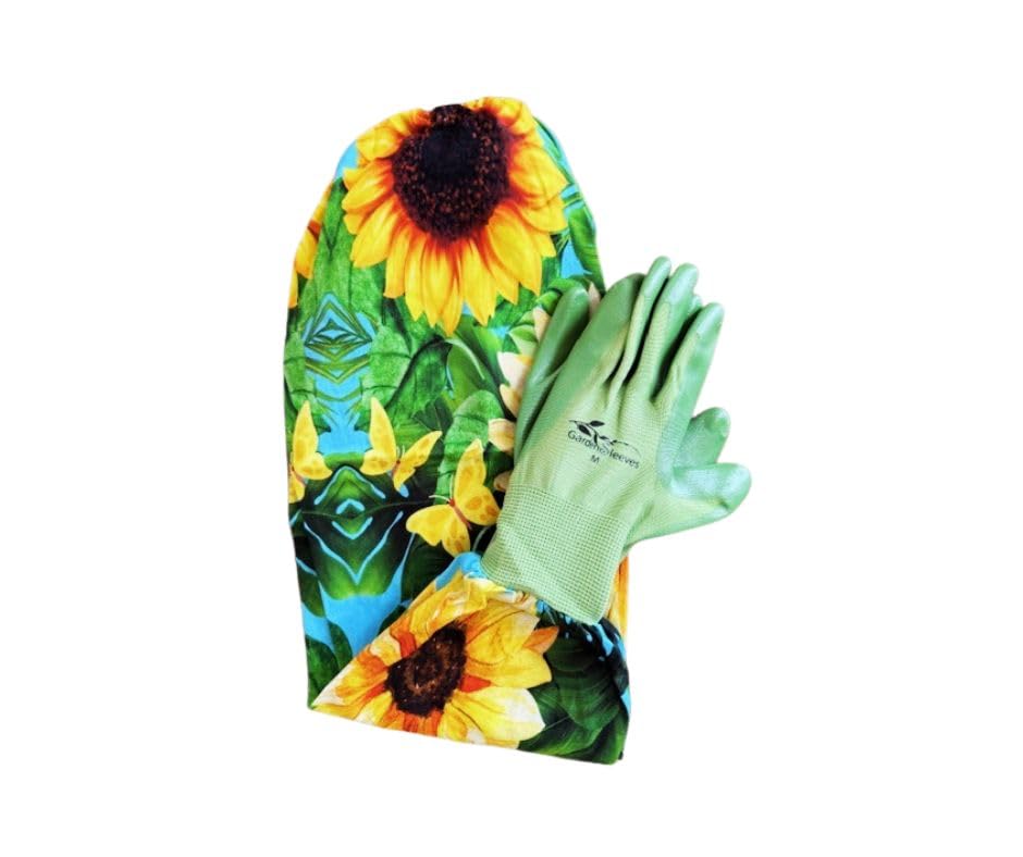 GARDENSLEEVES Anti-Scratch Sleeve Long Gardening Glove for Women farmers arm protection from ivy oak sumac (Sunflower Sky, Large) - color: Sunflower Sky, size: Large