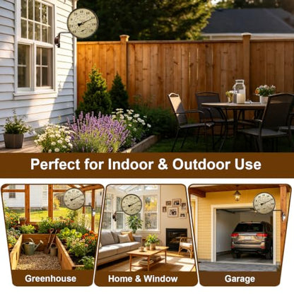 4 Inch Vintage Outdoor Thermometer & Humidity Gauge, Weatherproof