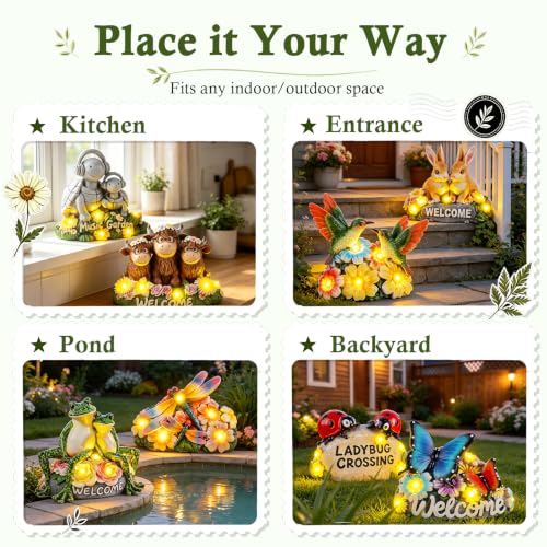 Solar Garden Statues 5.3" Couple Red Cardinal Figurines with Welcome Sign - style: Cardinal
