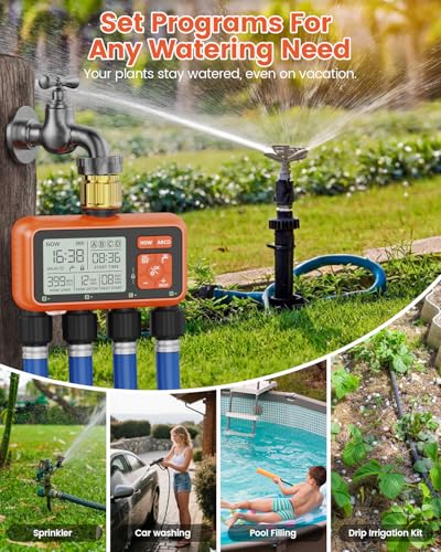 Sprinkler Timer 4 Zone with Brass Inlet Water Timer for Garden - size: 4 Outlet