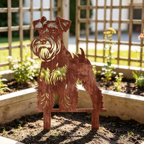 Resama Dog Metal Decorative Garden Stakes - color: Schnauzer