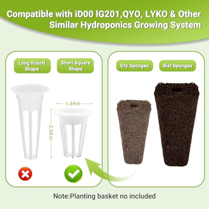 50 Pack Square Seed Starter Pods for Indoor Hydroponics Growing System, 50pcs Squared Grow Sponges with 10 Square Pods Labels, Supplies Replacement Compatible with IDOO, QYO, LYKO - size: 50 Pack Square Sponges