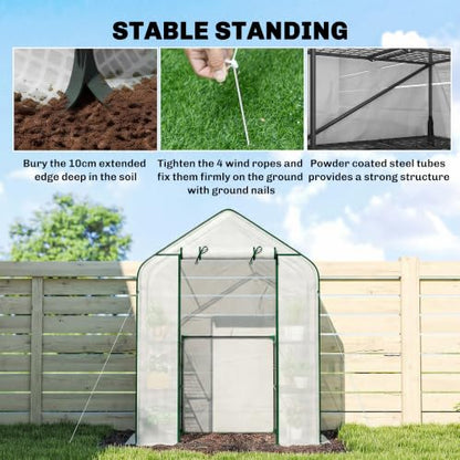 Outsunny 4.7' x 2.3' x 6.2' Small Greenhouse, Foldable Frame, White - color: White