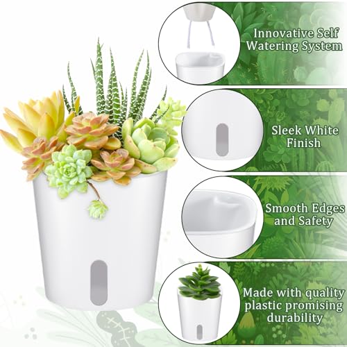SHENLIU 3" Self Watering Pots, 20 Sets Watering Planters Plastic Self