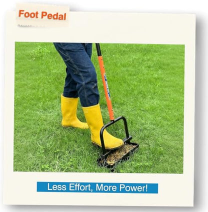 JouZYA Lawn Aerator Tool with Soil Core Collection Tray, 4 Tines