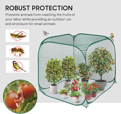2Pc Pop Up Mesh Plant Cover,35x35x38'' Garden Netting for Insect Protection - color: Green, size: 2 pieces