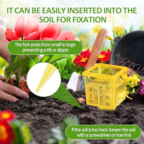 10PCS Rain Gauges Outdoor 1.5" Transparent Sprinkler Rain Gauge for Lawn with Wide Mouth Water Measuring Tool (Yellow)