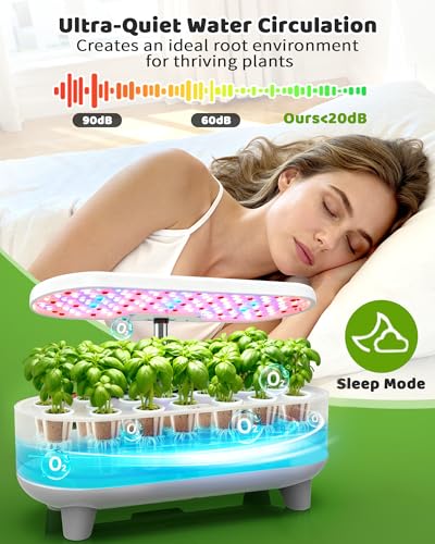 Growell 16 Pods Hydroponics Growing System Kit with 3 Light Modes & 2 Timer - color: White
