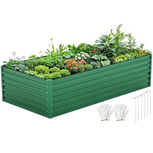 DWVO 8 x 4 x 2 FT Raised Garden Bed Kit, Green - color: Green, size: 8x4x2ft
