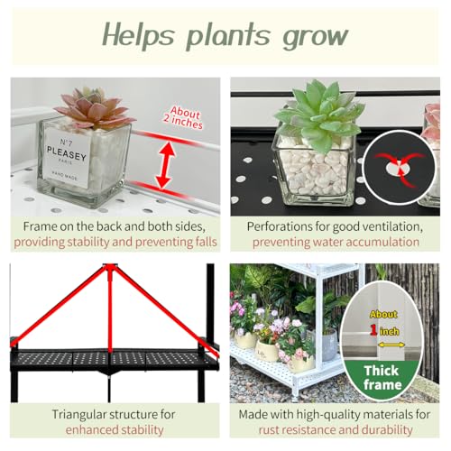 lumizone Foldable 4-Tier Plant Stand With Wheels Indoor Outdoor Black