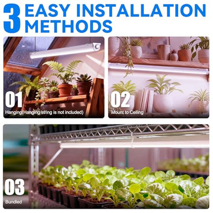 JESLED Waterproof T8 Grow Lights, 4FT Full Spectrum Plant Light, 2 Packs - size: 4FT×2P
