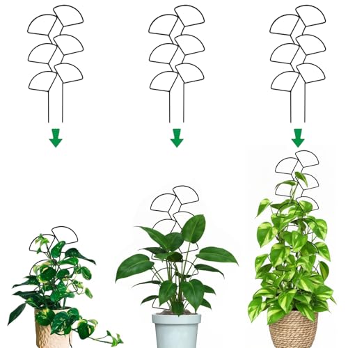 Plant Trellis for Climbing Plants Indoor Outdoor, Trlzey 3 Pack Stackable Metal Trellis - Small Garden Trellis for Potted Plants, Vine Support for Ivy, Flowers, DIY Home Deco - size: 3Pack Leaf Shape