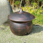 Metal Garden Hose Storage Pot,Vintage Copper Finish Hose Holder with Lid