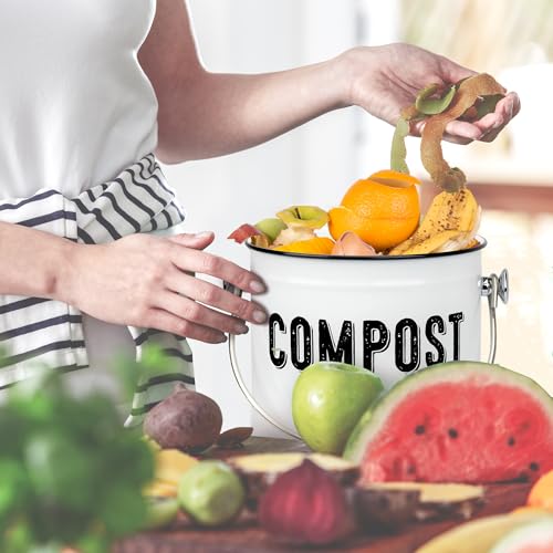 Granrosi Compost Bin Kitchen Counter, 1.3 Gallon, 3 Charcoal Filters