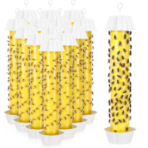 12 Pcs Fly Traps for Indoor Outdoor Hanging Fruit Fly Stick Trap Sticky Mosquito for Home Insect 10 x 2.5 Inches (Yellow and White) - color: Yellow and White, size: Classic