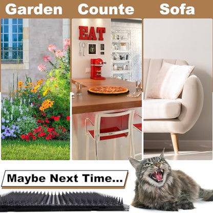 Black 10PCS Cat Scat Mat, Cat Deterrent Indoor Spikes to Keep Cats Off - color: Black