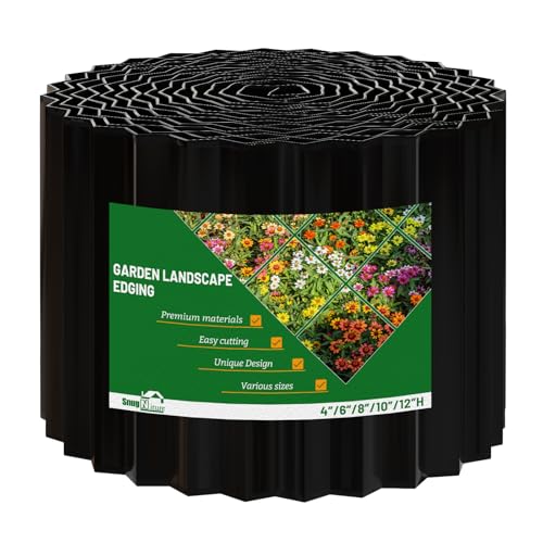SnugNiture Corrugated Metal Garden Edging,6" x 40' Sturdy Lawn Edging Border,Landscape Edging Border for Lawn, Flower Bed,Garden and Yard - color: Black