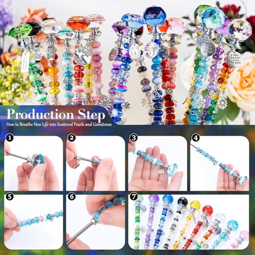 513Pcs DIY Beaded Garden Stakes, Fairy Wand Kit with 18 Threaded Rod - color: colorful