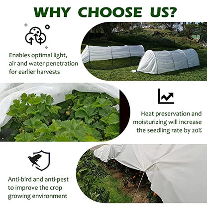 Plant Freeze Protection Cover, 5x60 FT Floating Row Cover - size: 5x60ft