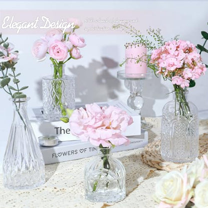 TBWIND 24pcs Clear Glass Bud Vases Set - color: Clear-24pcs, size: 24Pcs