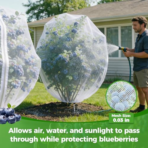 Blueberry Bush Netting Cover 2 Pack, 10 x 12 ft, Bird Netting with Zipper - size: Rabbiteye 10 x 12 ft