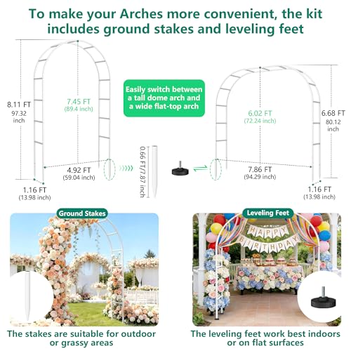 Thickened Rustproof Garden Arch Metal Trellis for Climbing Plants - color: White