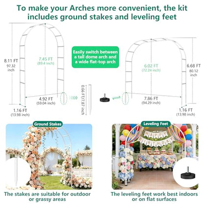 Thickened Rustproof Garden Arch Metal Trellis for Climbing Plants - color: White