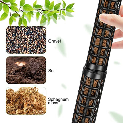10 Set Plastic Moss Poles for Climbing Plants Indoor Stackable Self Watering Hollow Monstera Plant Support, Moss Not Included(Black) - color: Black