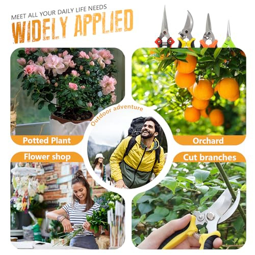 4 Pack Garden Pruning Shears, Curved & Straight Blade