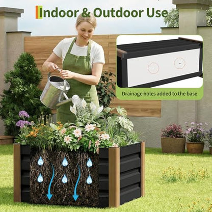 GarveeTech 24"x16"x18" Raised Garden Bed, Alloy Planter Bed