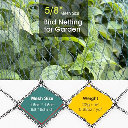 RIFNY Bird Netting for Garden Protection, Anti Bird Mesh Garden Netting - size: 13 x 16.5 FT - 5/8 inch Mesh