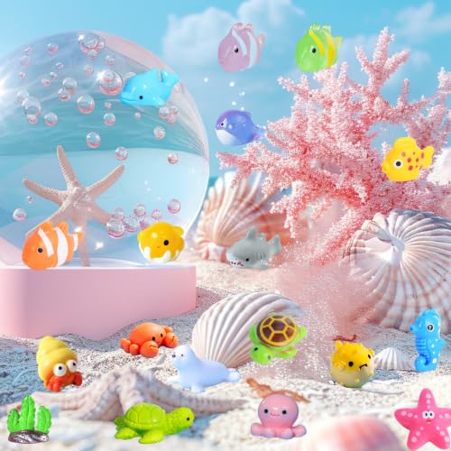 45 Pcs Mixed Mini Resin Sea Animals, Marine Figurines with No Duplicates