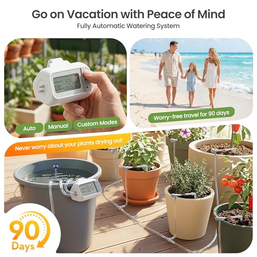 Automatic Drip Irrigation Kit, Solar & USB Rechargeable Auto Plant Watering System with Programmable Timer, Anti-Siphon Valve, DIY Irrigation System for up to 15 Outdoor/Indoor Potted Plants - color: Solar Power