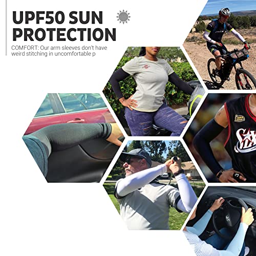 HEGCOIIE UV Sun Protection Arm Sleeves for Men & Women - Tattoo Cover Up - UPF 50 Cooling Sleeve for Golf, Cycling - color: 5 Pairs - Skin Tone
