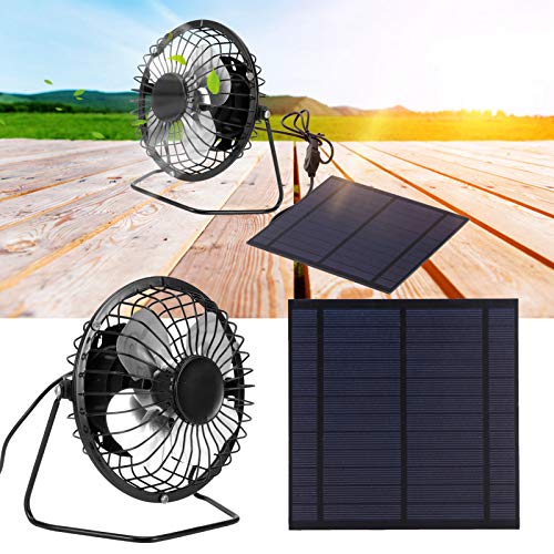 TOPINCN Solar Powered Fan 5W USB Dual Power Quiet Portable