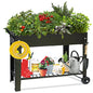 aboxoo Large Elevate 32" H Metal Raised Garden Bed with Wheels Legs Outdoor