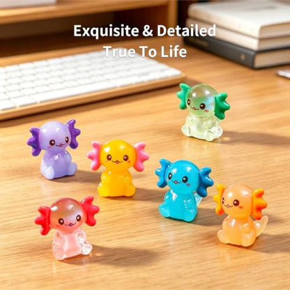 shixinhui 30Pcs Mini Resin Axolotl Figures, Tiny Animal Figurines to Hide