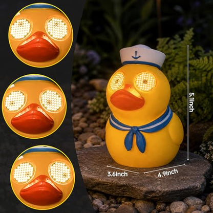 Solar Garden Duck Statue,Animated Moving LED Eyes Outdoor Decor - style: Coastal