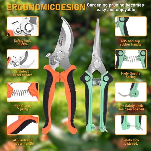 4-Pack Multifunctional Garden Scissors Set-BIDMLI Stainless Steel Pruning &Floral Shears with One-Piece Handle Blades for Tree Pruning, Flower Trimming, and Fruit Picking Tasks at Home&Garden Tool. - style: BIDMLI01