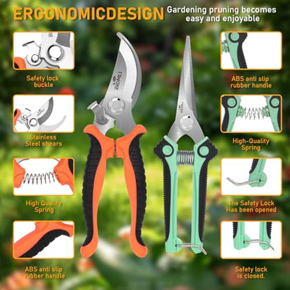 4-Pack Multifunctional Garden Scissors Set-BIDMLI Stainless Steel Pruning &Floral Shears with One-Piece Handle Blades for Tree Pruning, Flower Trimming, and Fruit Picking Tasks at Home&Garden Tool. - style: BIDMLI01