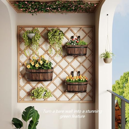 2Pack Wood Fence planters Railing planter box Window boxes planters porch - color: Carbonized-2pcs, size: Large