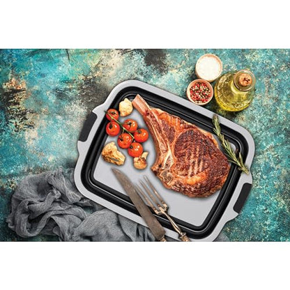 BIRDROCK HOME Collapsible Large BBQ Prep Tub w/Cutting Board, Multi-Function Grill Caddy w/Colander & Lid, Portable Silicone Dish Bowl for Picnic, Tailgate, Camping - Black