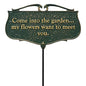Whitehall 10043 Cast Aluminum Come Into The Garden. Sign, Green