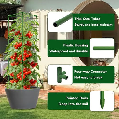 ZeeDix 4 Pack Heavy Duty Tomato Cages for Garden 57 Inch - size: 57"-4 Pack