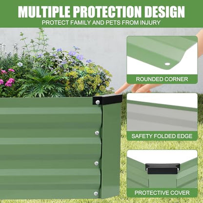 Galvanized Raised Garden Bed Outdoor 2Pack 6x3x1ft Olive Green
